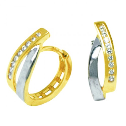 Boucles d'oreilles en or 10kt. 2 tons - cz - 0493BO